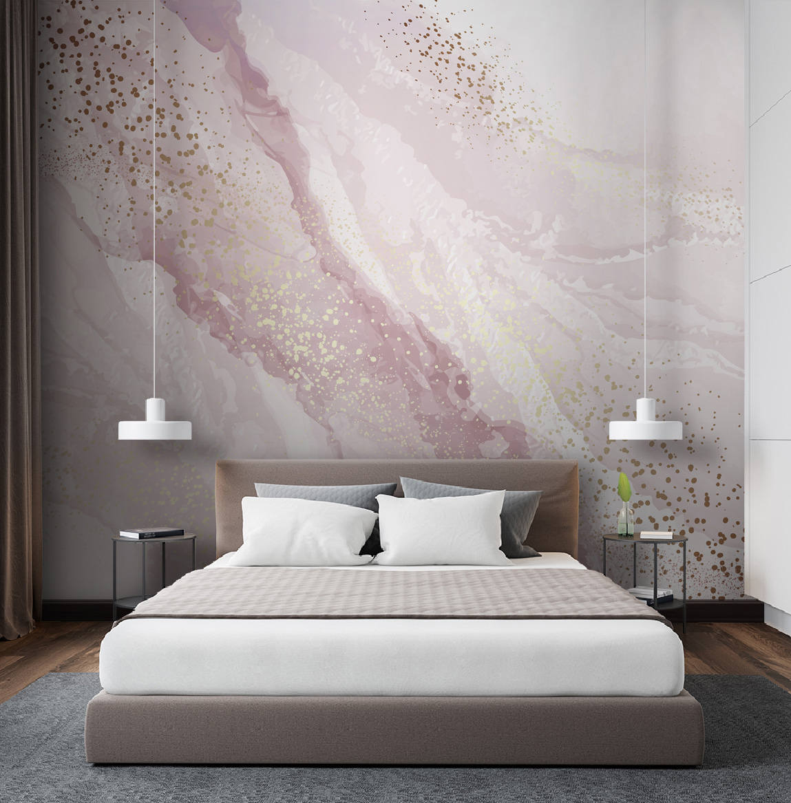 Roze stromen met goudstippen — interieur 3