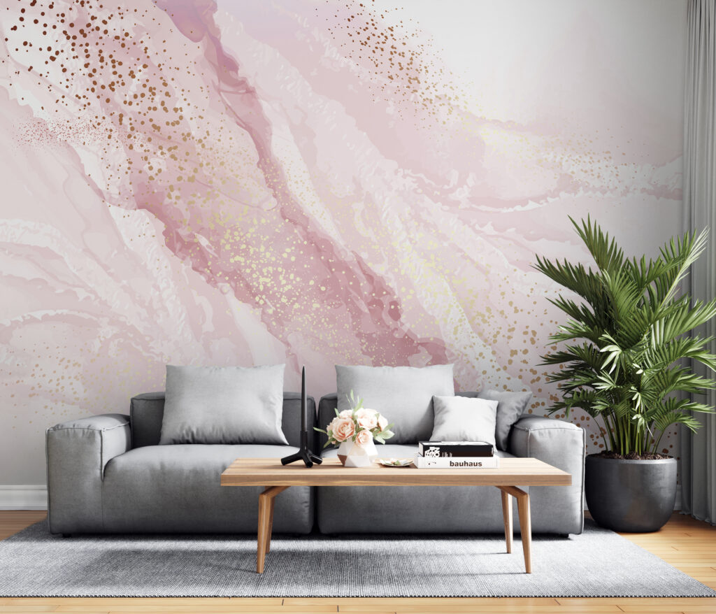 Roze stromen met goudstippen — interieur 4
