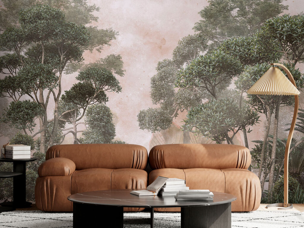Groene bomen in verfnevel — interieur 2