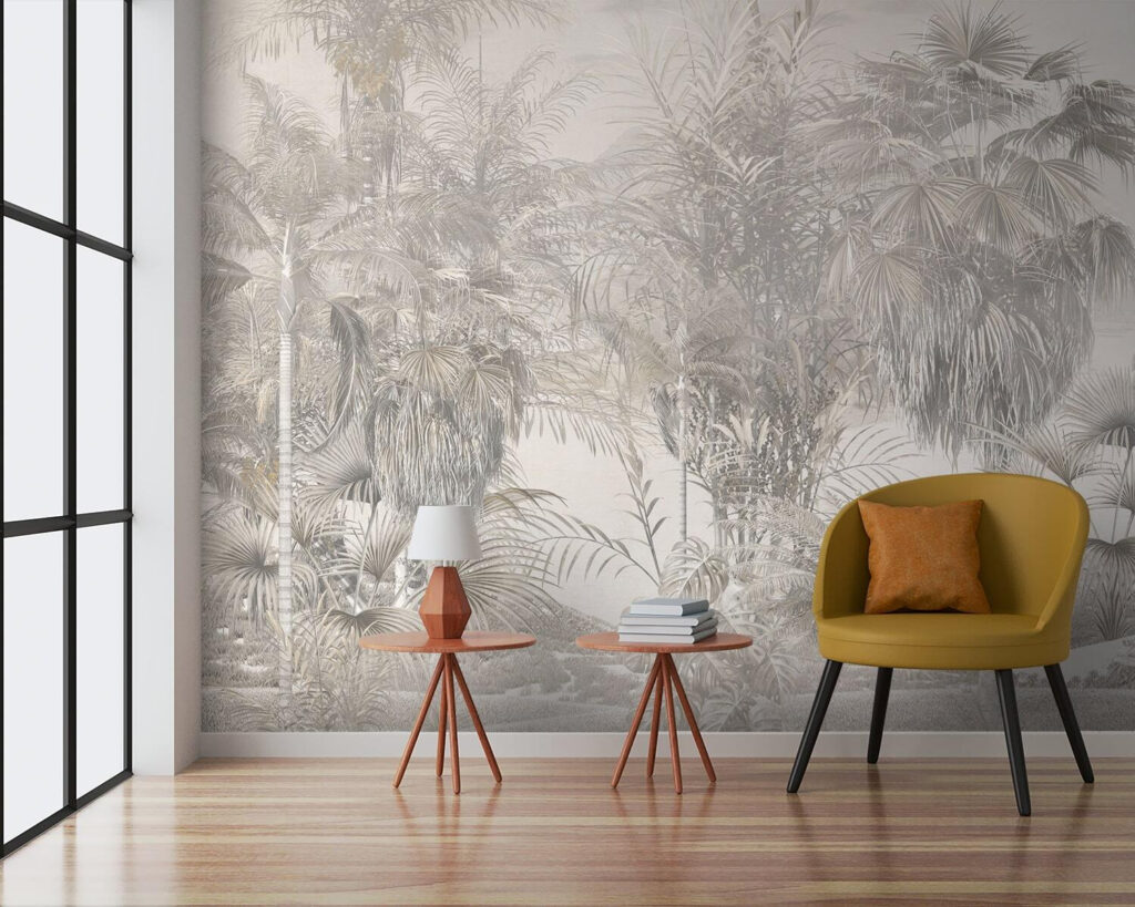 Palmen in grijze verte — interieur 3