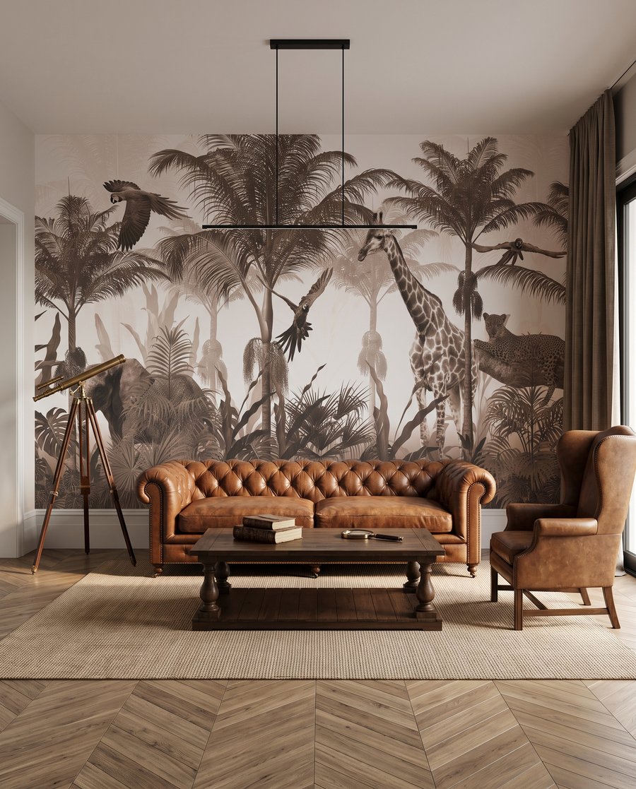 Een safari in bruintinten in een interieur