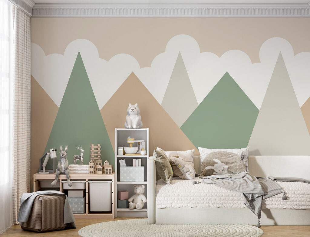 Pastelbergen onder ronde wolken — interieur 1