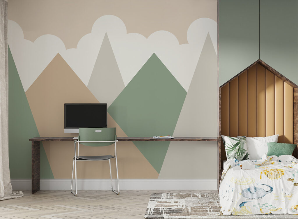 Pastelbergen onder ronde wolken — interieur 2