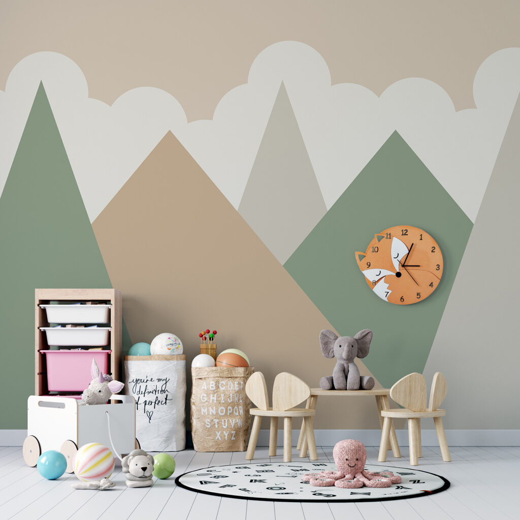 Pastelbergen onder ronde wolken — interieur 3