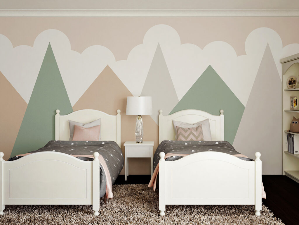 Pastelbergen onder ronde wolken — interieur 4