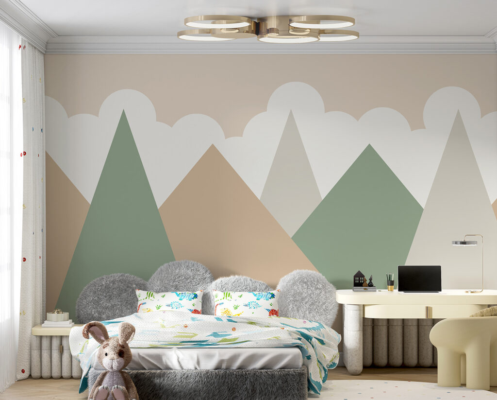 Pastelbergen onder ronde wolken — interieur 5