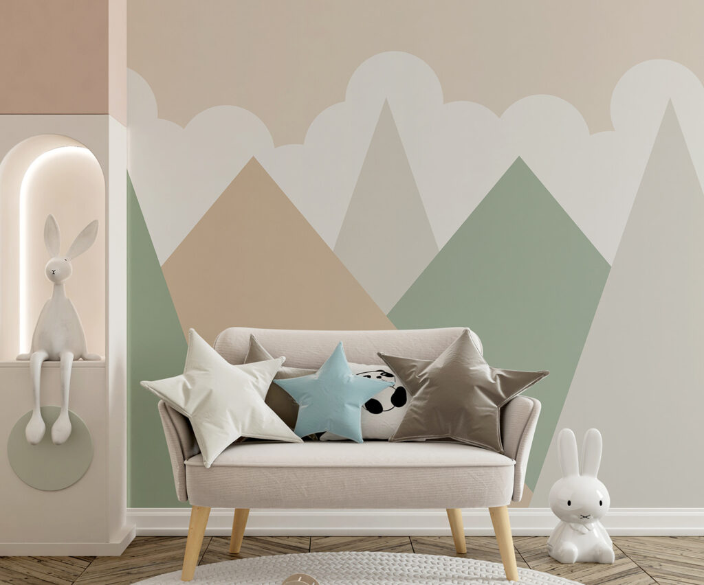 Pastelbergen onder ronde wolken — interieur 6
