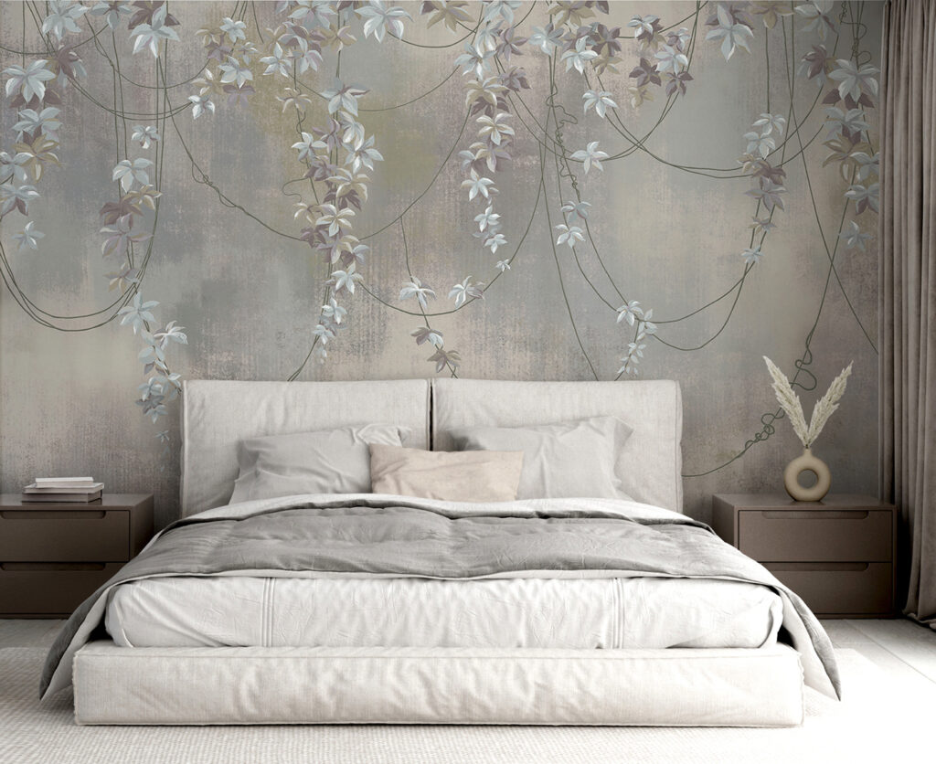 Bloemslingers op verweerd grijs — interieur 4