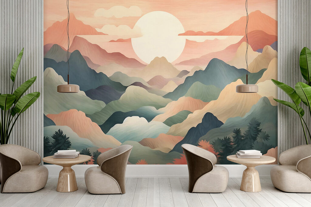 Zon tussen kleurrijke berglagen — interieur 5