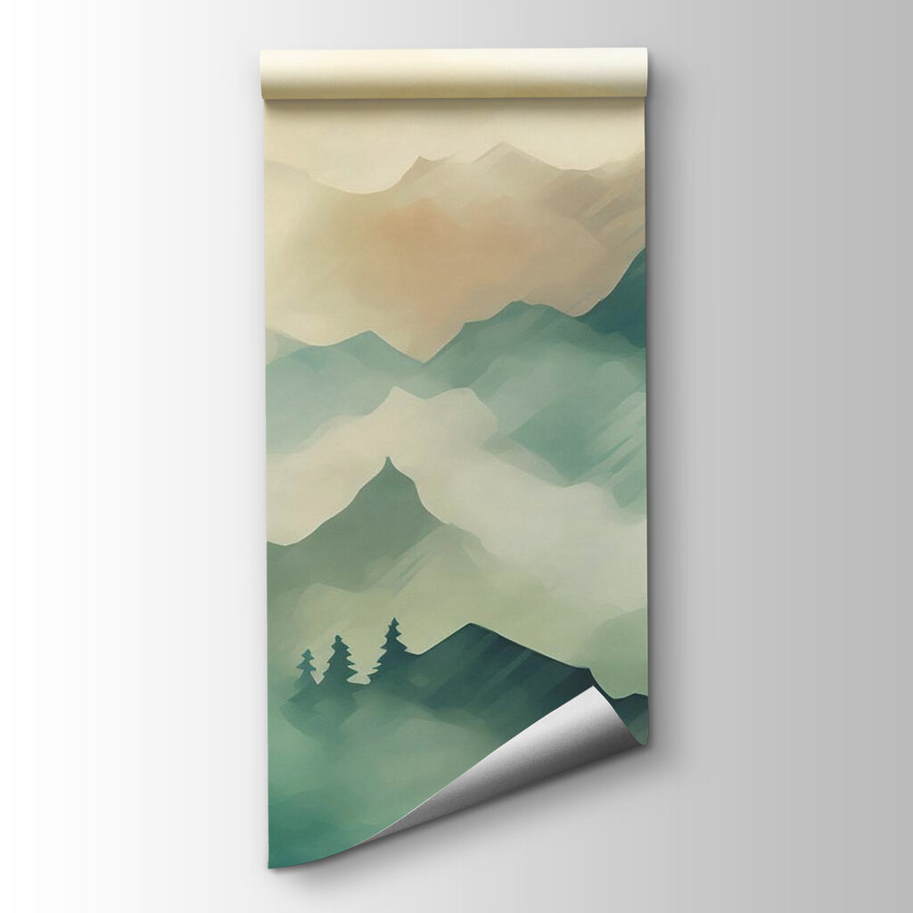 Groene berglagen in aquarel — productweergave