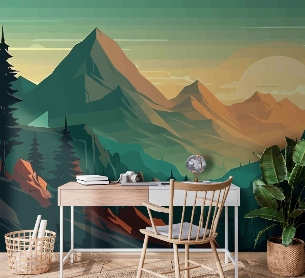 Berglandschap in vlakke kleuren — interieur 2
