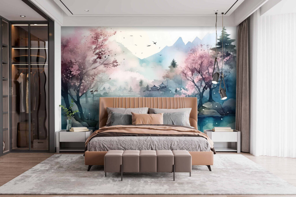 Bloesem weerspiegelt in bergwater — interieur 2
