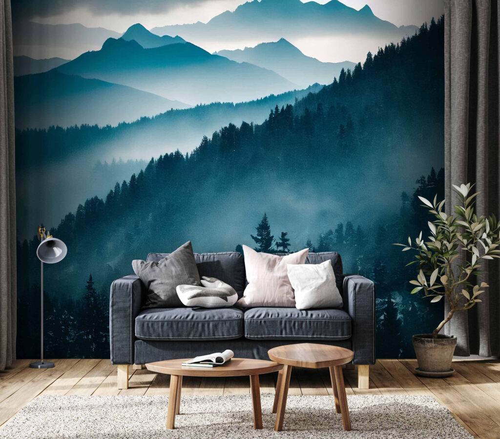Blauwe nevel langs dennenhellingen — interieur 3