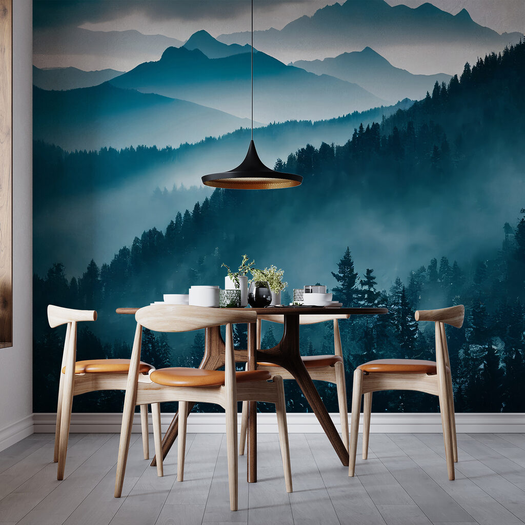 Blauwe nevel langs dennenhellingen — interieur 5