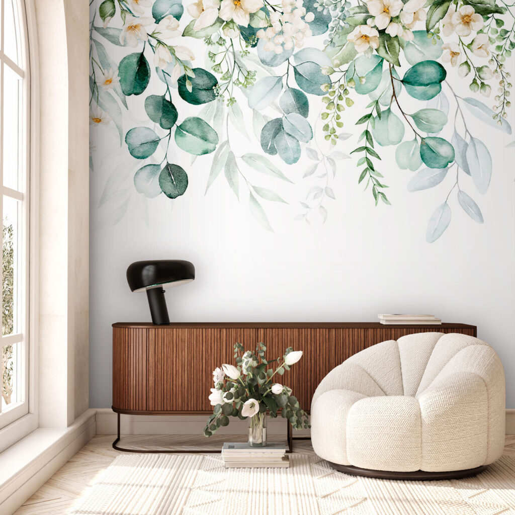 Witte bloemen, hangende blaadjes — interieur 3