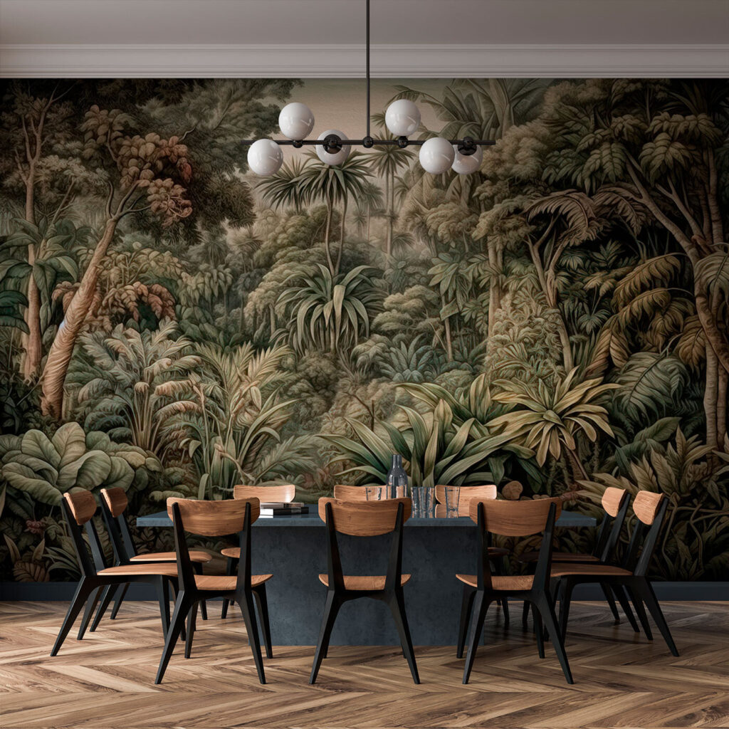 Schilderij van een bos in een interieur