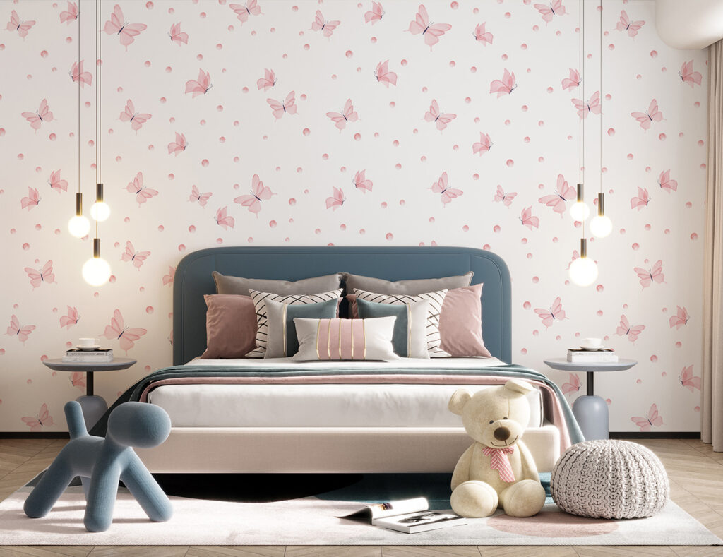 Roze vlinders als confetti — interieur 2