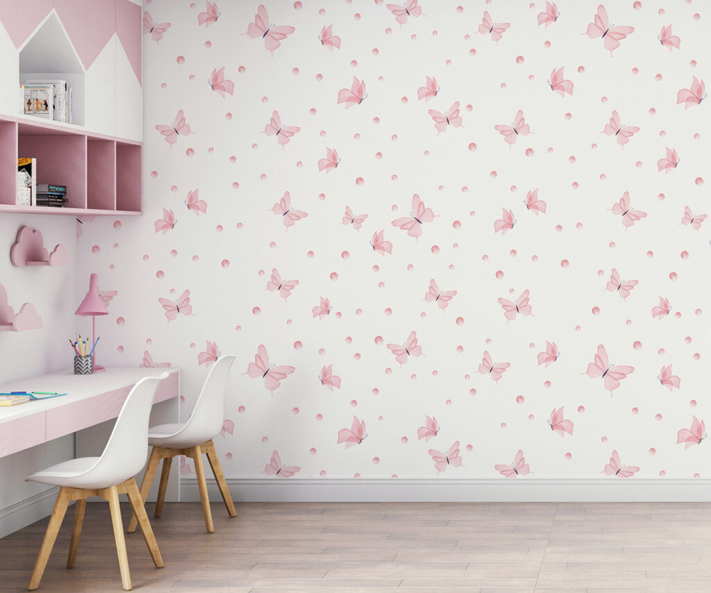 Roze vlinders als confetti — interieur 3