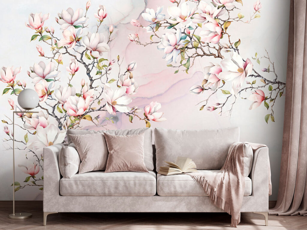 Schilderij van bloemen op een marmeren oppervlak — interieur 2