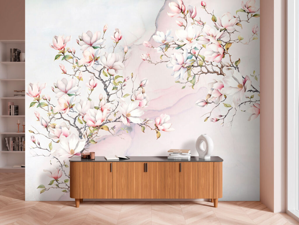 Schilderij van bloemen op een marmeren oppervlak — interieur 3