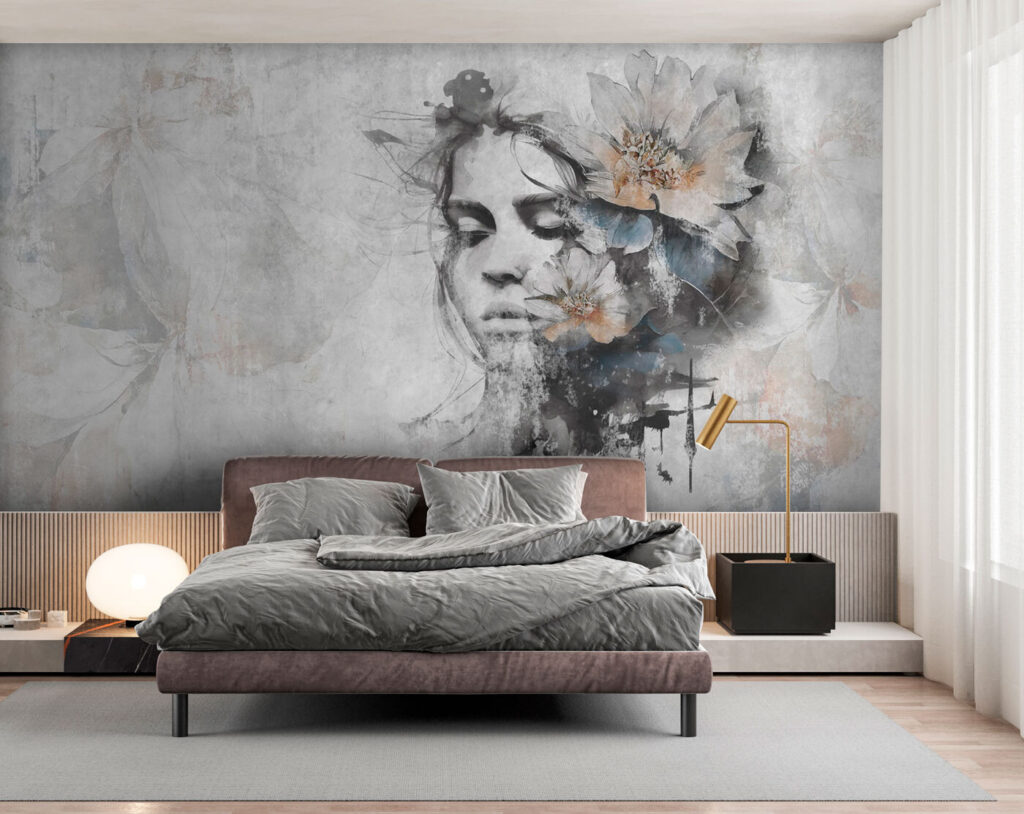 Gezicht in grijze verf — interieur 2