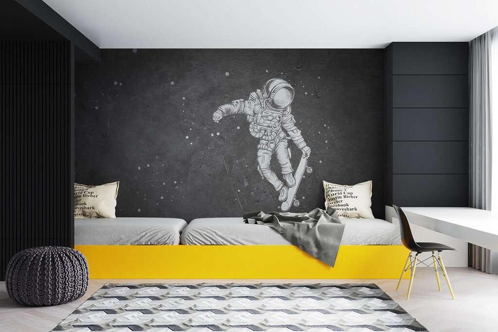 Astronaut op een skateboard — interieur 3