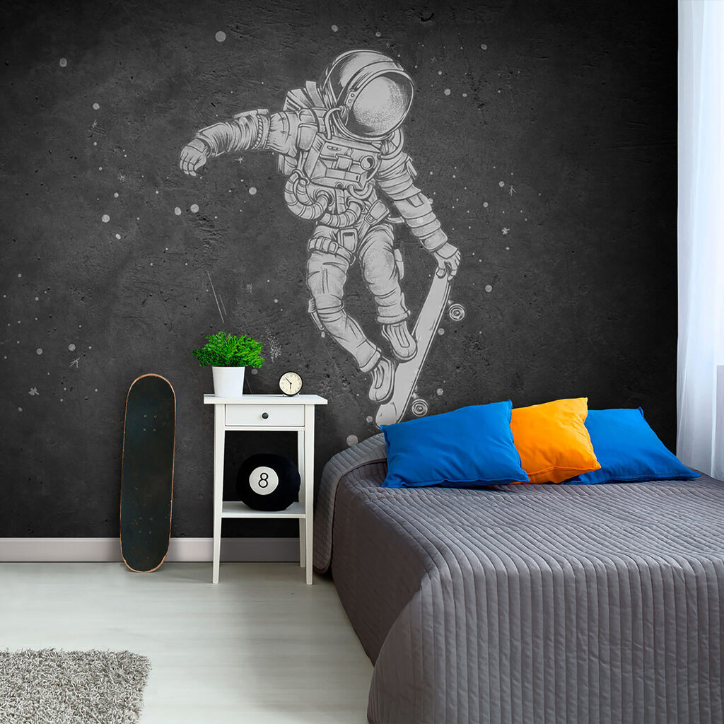 Astronaut op een skateboard — interieur 4