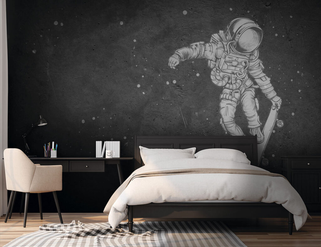 Astronaut op een skateboard — interieur 2