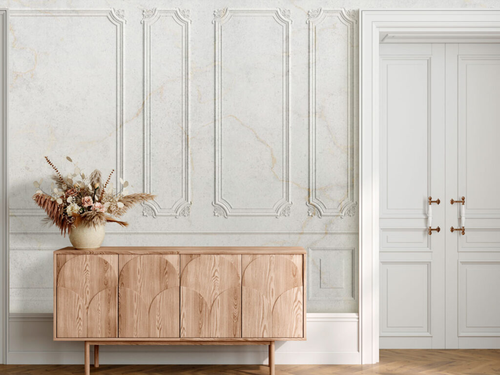 Verweerde witte sierpanelen — interieur 1