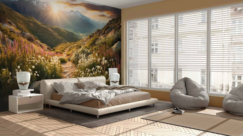 Stenenpad onder stralende bergzon — interieur 1
