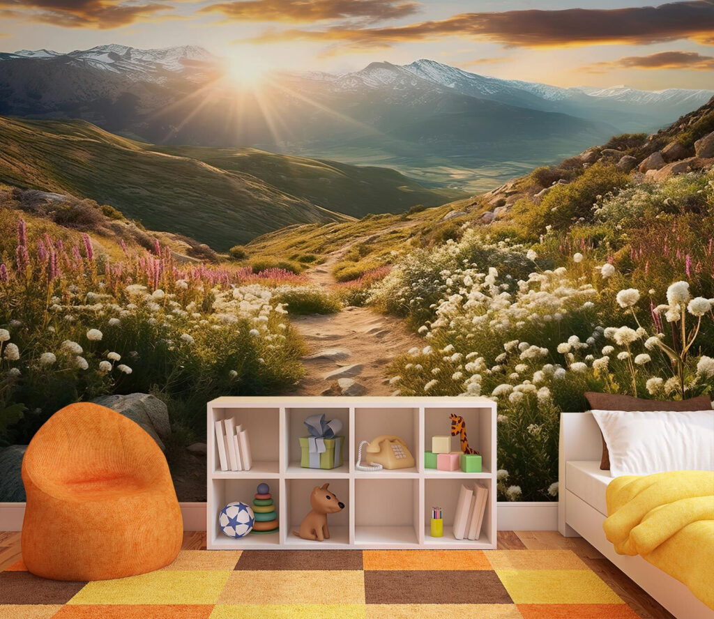 Stenenpad onder stralende bergzon — interieur 3