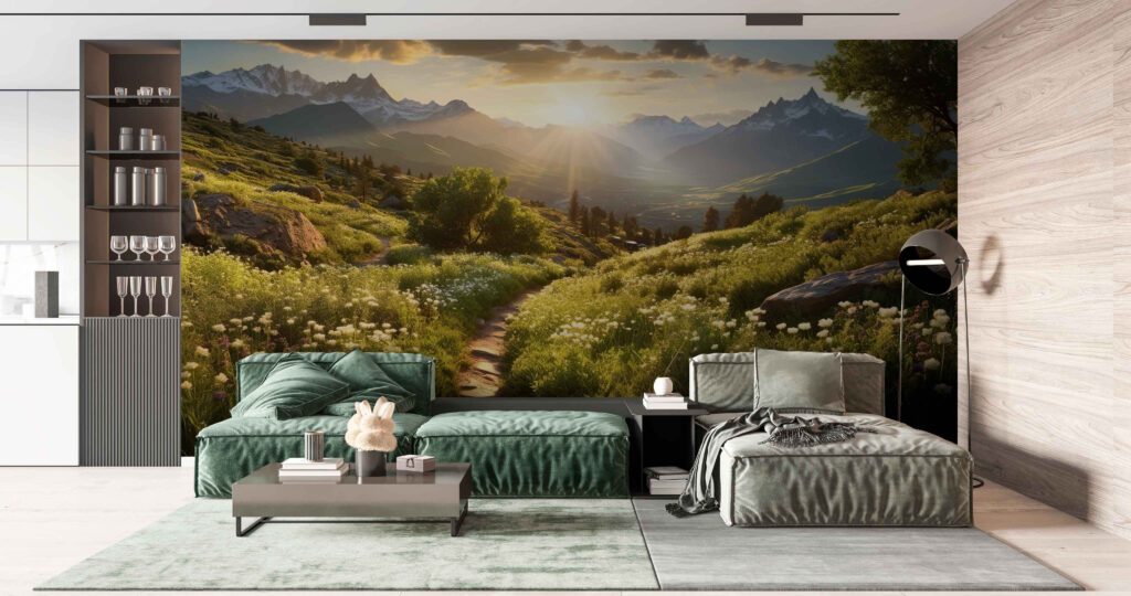Smal bloemenpad naar bergdal — interieur 2