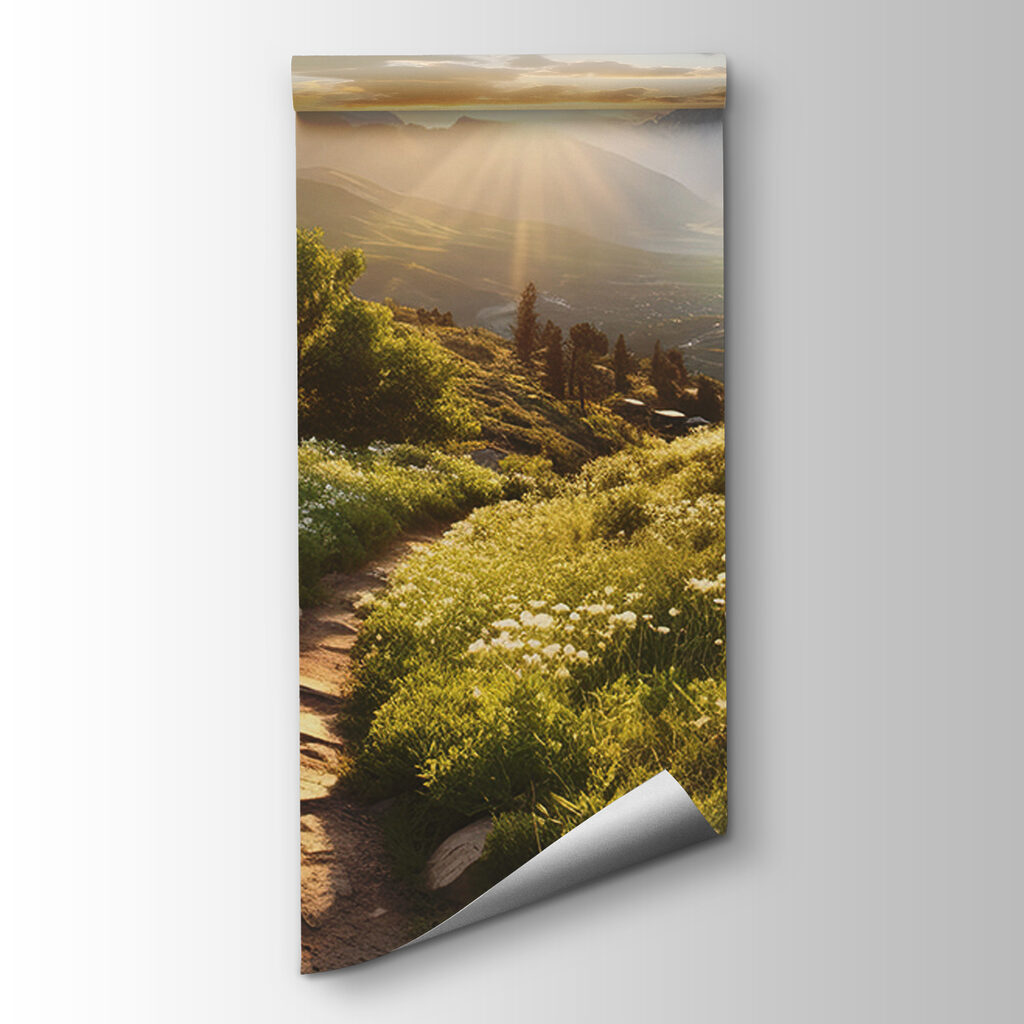 Smal bloemenpad naar bergdal — productweergave