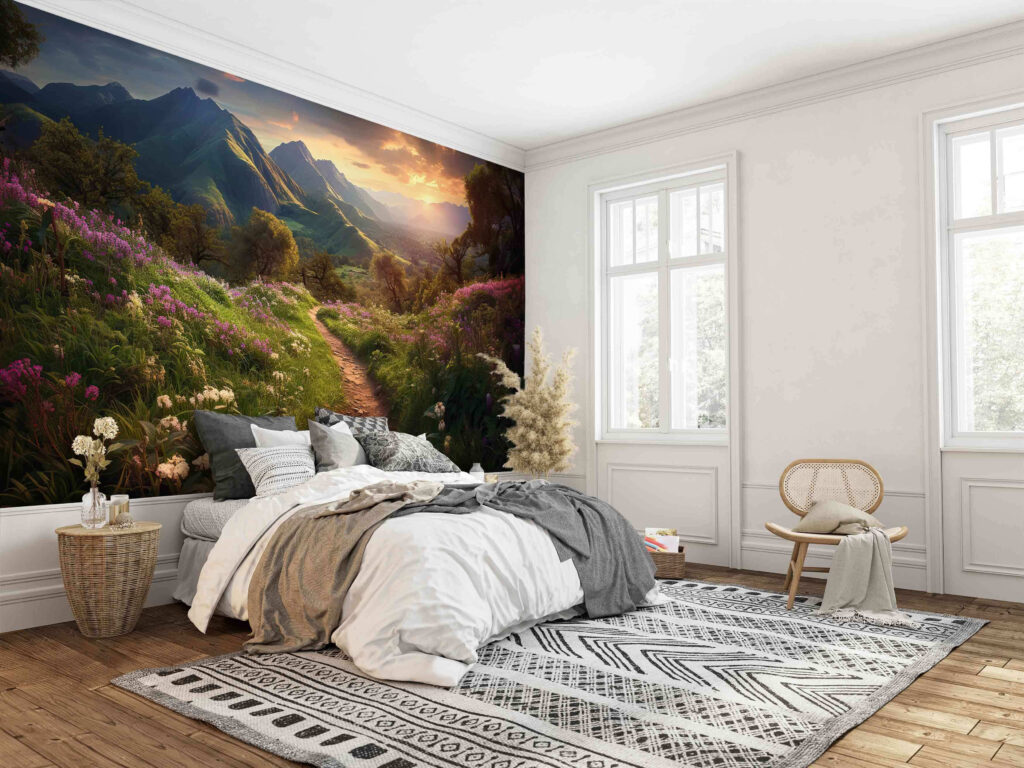 Bergpad langs roze weiden — interieur 2