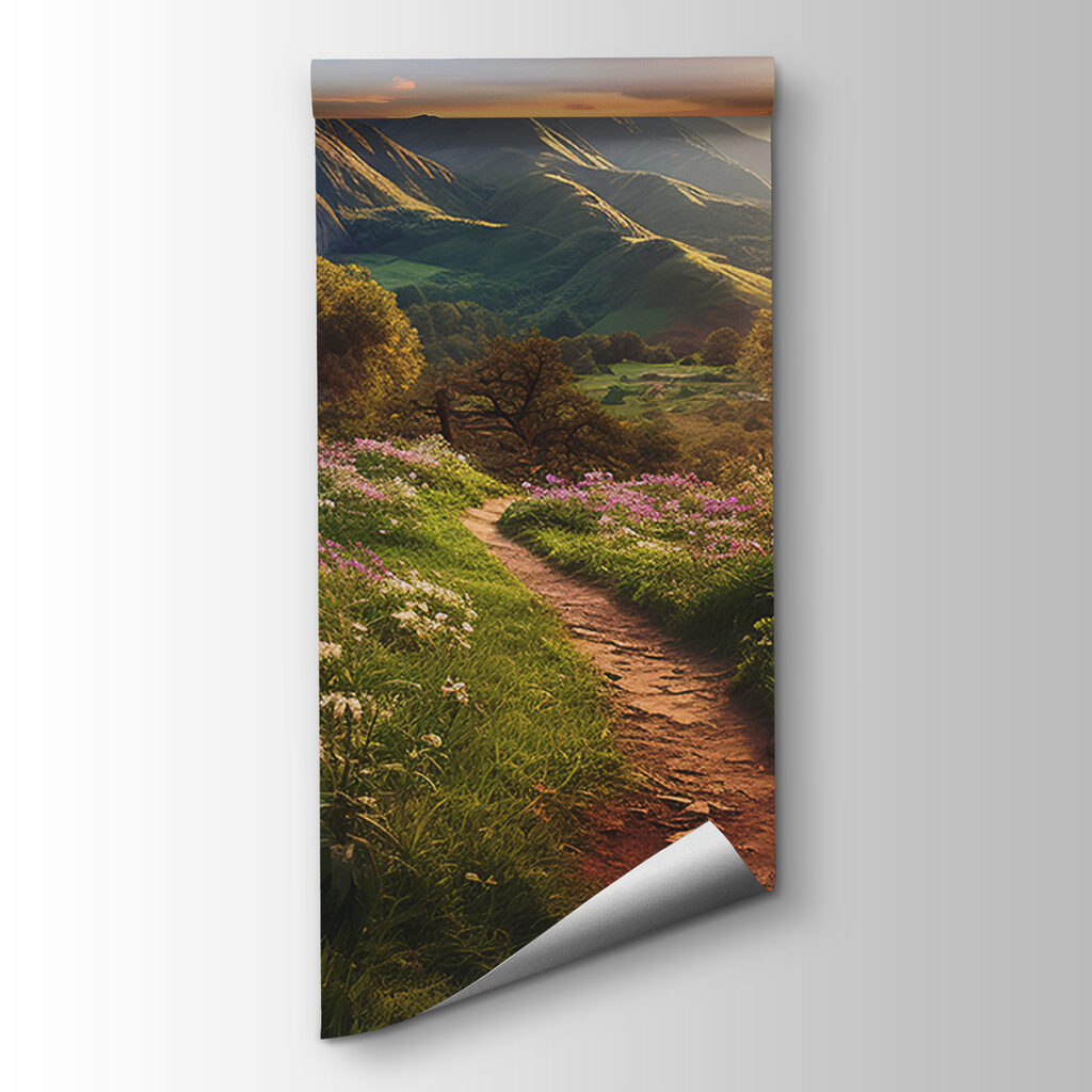 Bergpad langs roze weiden — productweergave