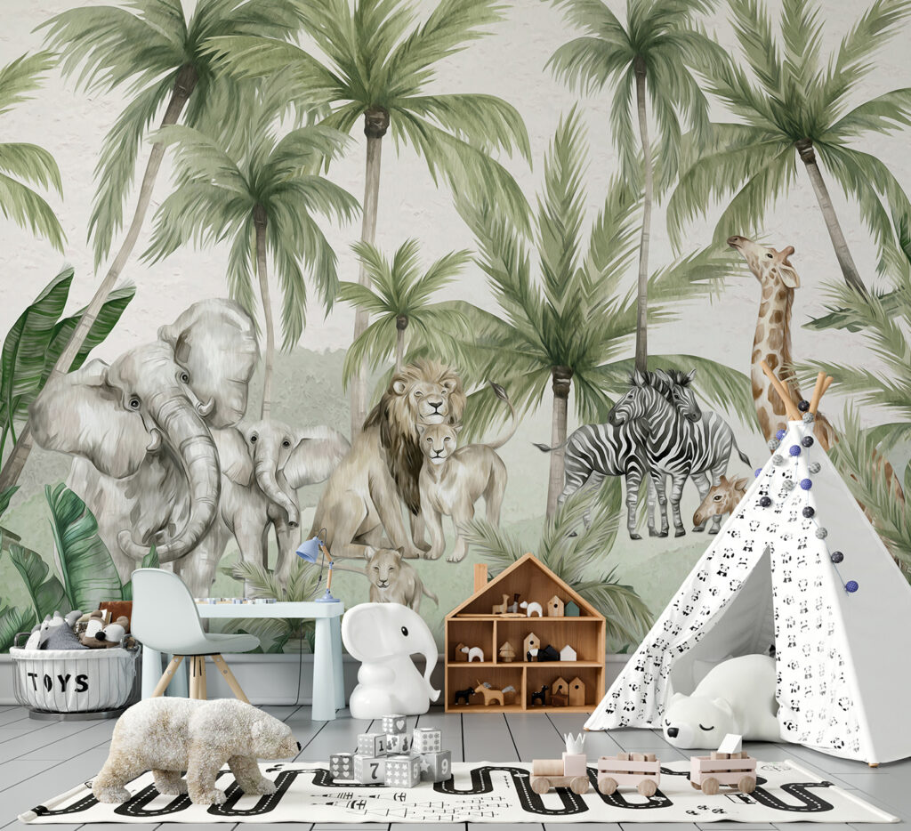 Safaridieren in een palmtuin — interieur 1