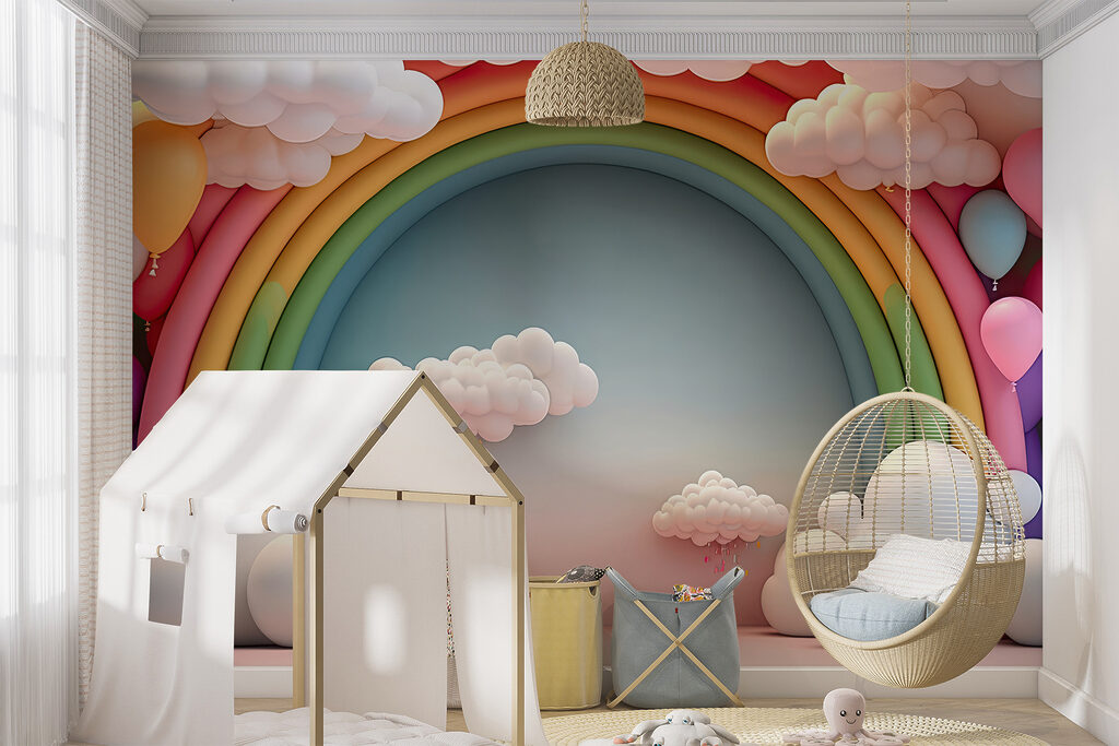 Regenboog en wolken in een kamer — interieur 3