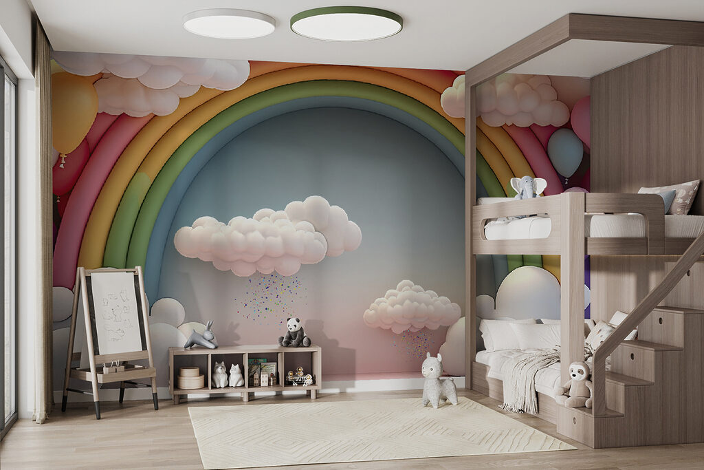 Regenboog en wolken in een kamer — interieur 2