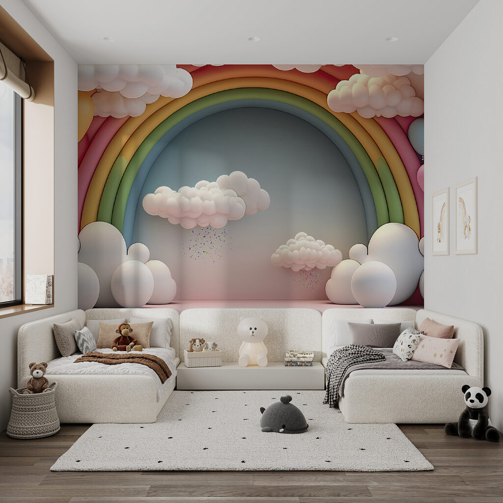 Regenboog en wolken in een kamer — interieur 4