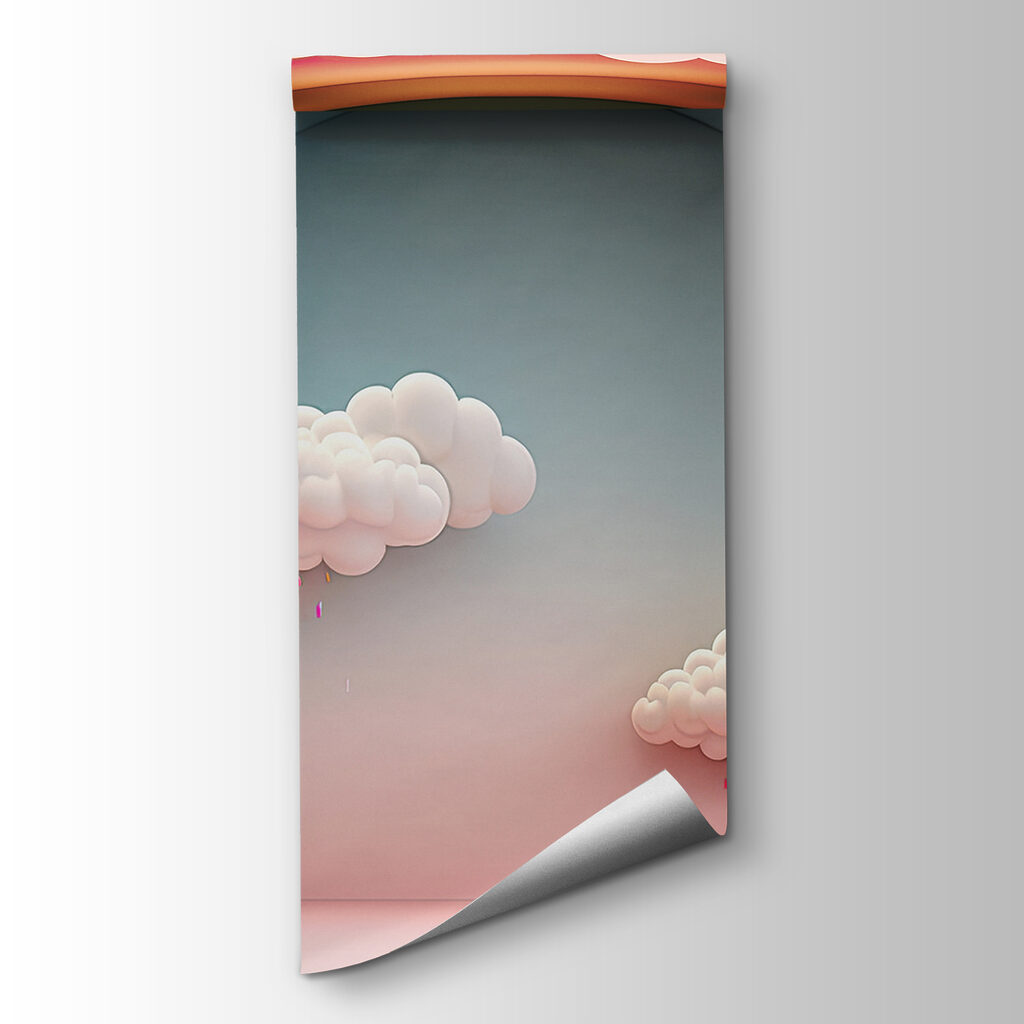 Regenboog en wolken in een kamer — productweergave