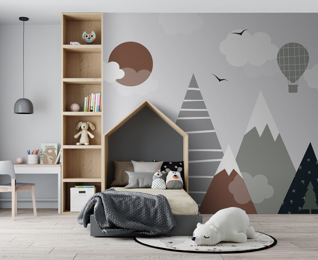 Ballon boven geometrische bergpieken — interieur 2