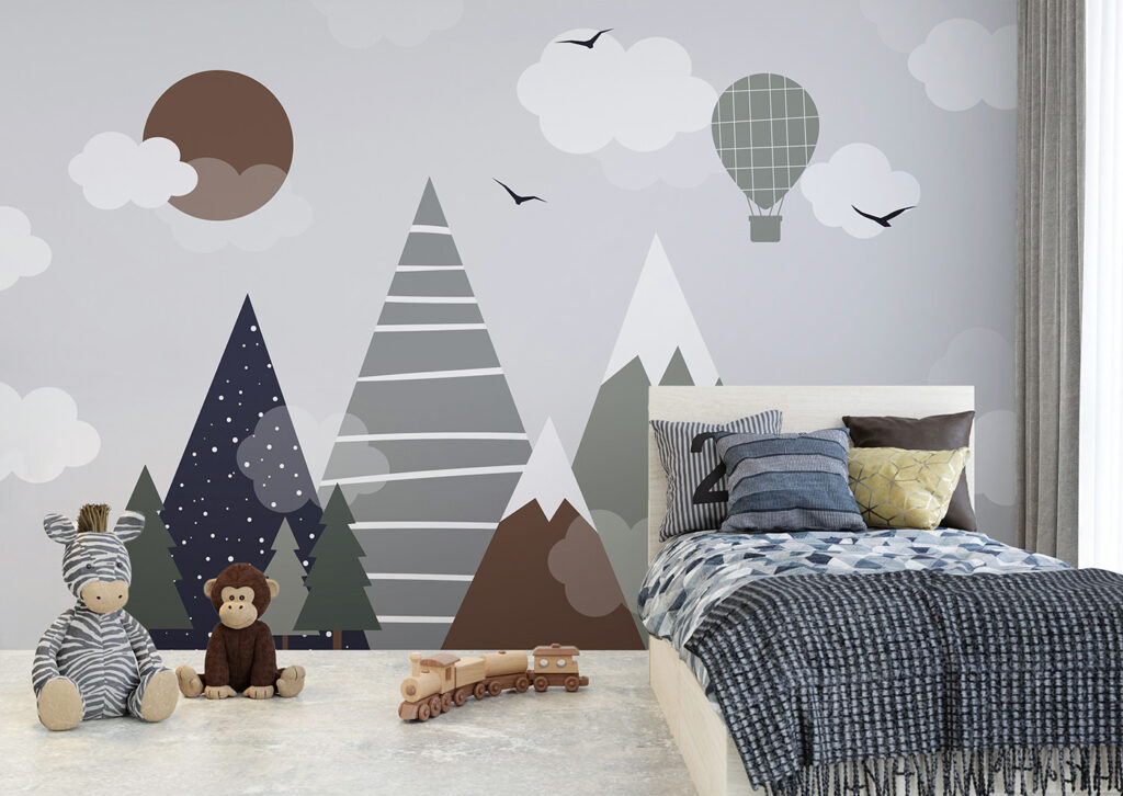 Ballon boven geometrische bergpieken — interieur 3