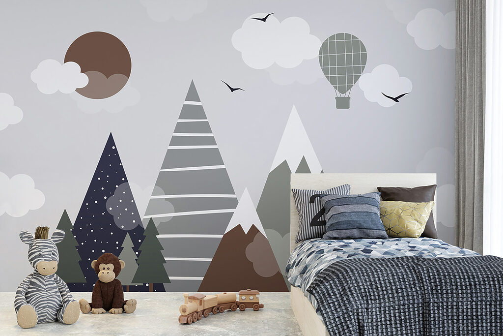 Ballon boven geometrische bergpieken — interieur 6