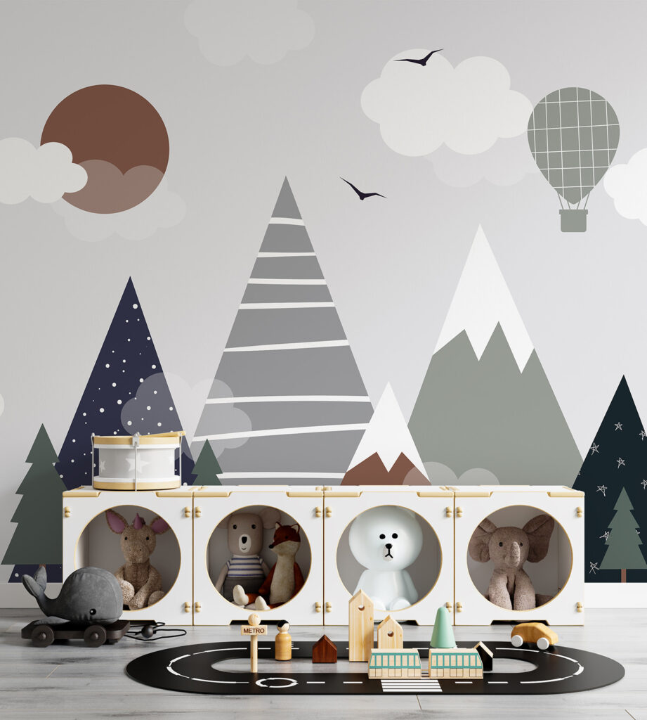 Ballon boven geometrische bergpieken — interieur 4