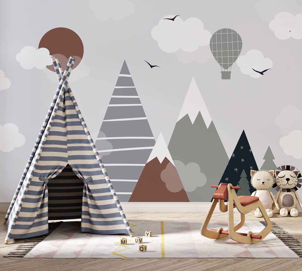Ballon boven geometrische bergpieken — interieur 5
