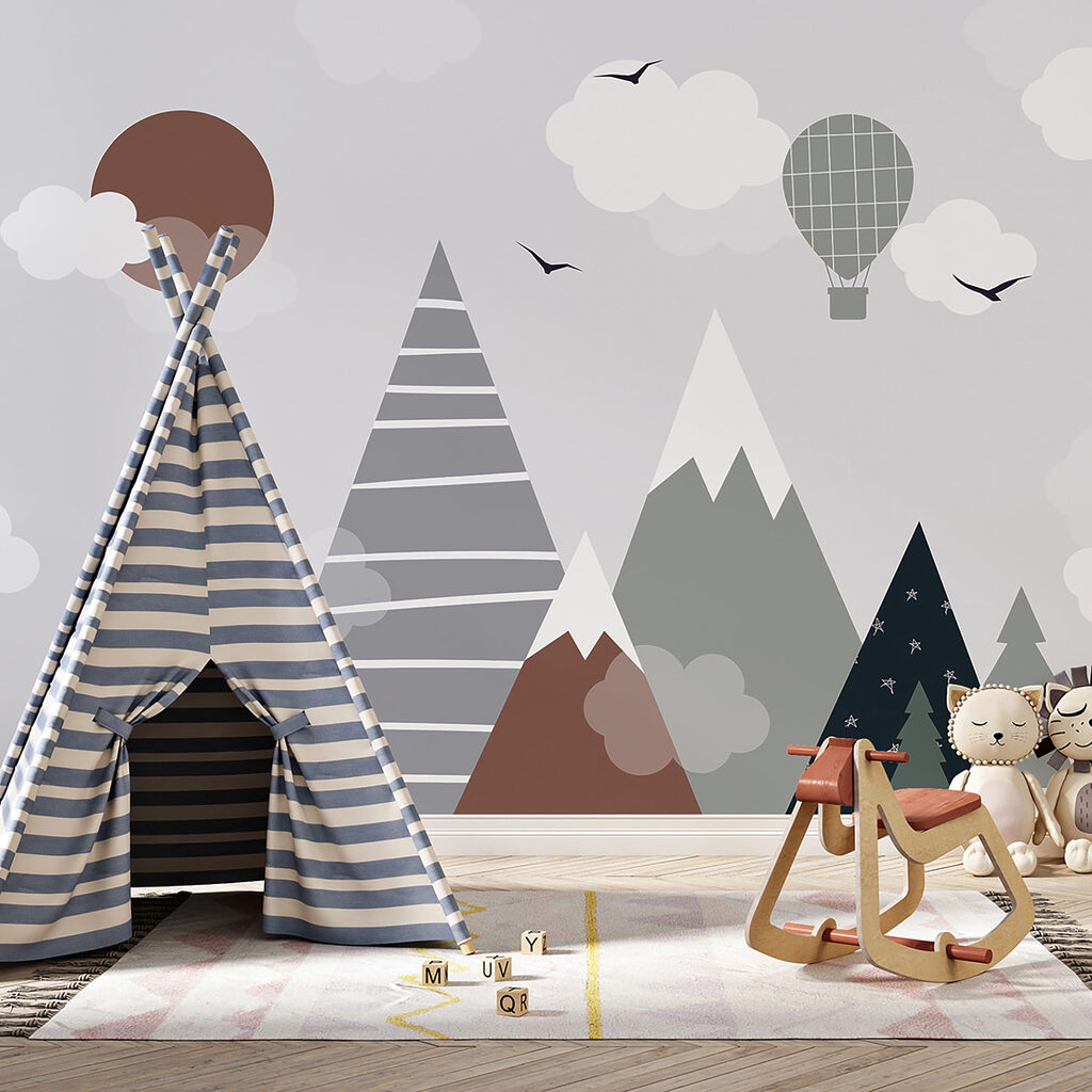 Ballon boven geometrische bergpieken — interieur 7