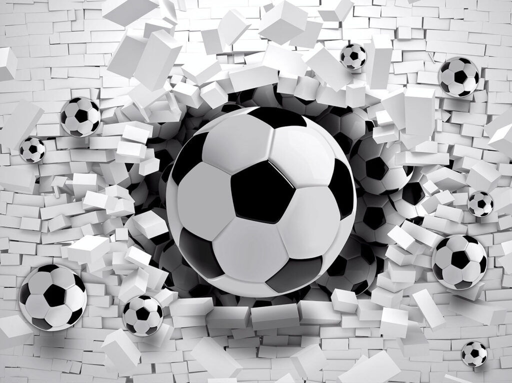 Voetballen breken witte stenen — volledig ontwerp
