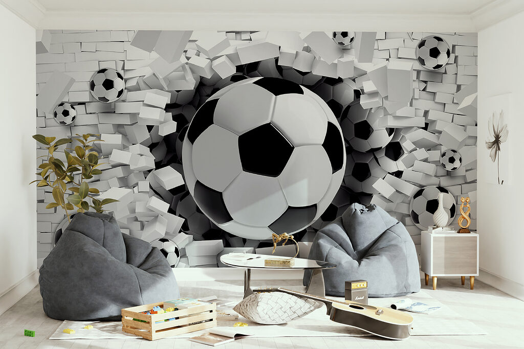 Voetballen breken witte stenen — interieur 4