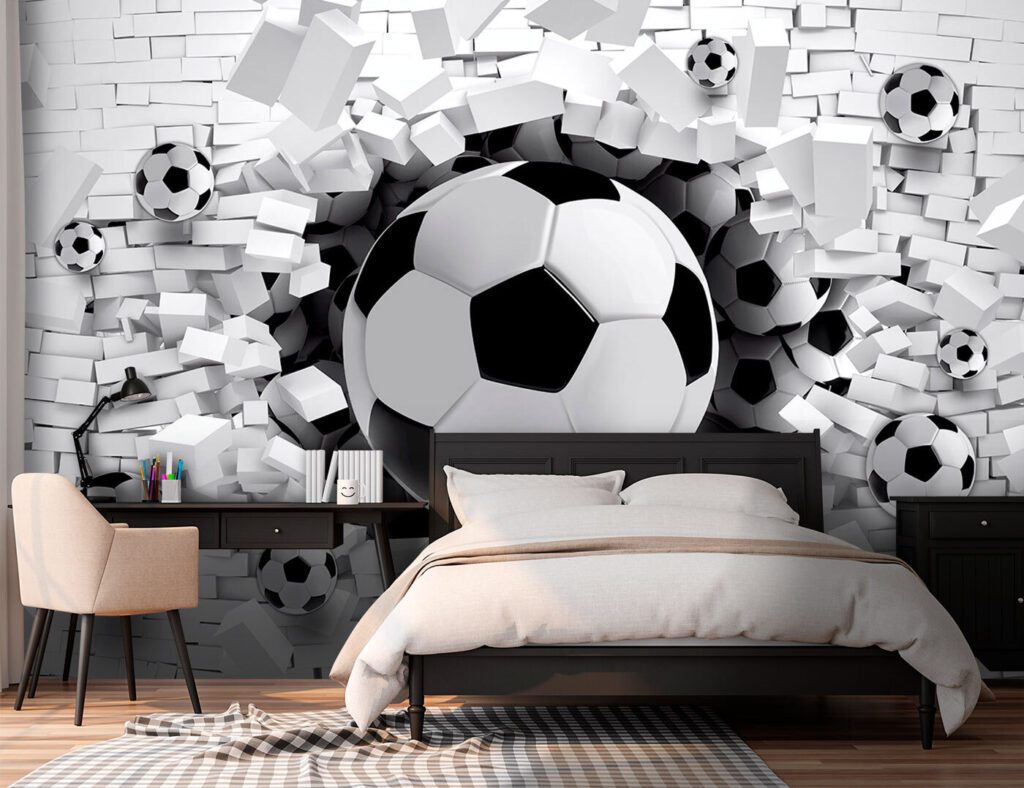 Voetballen breken witte stenen — interieur 2