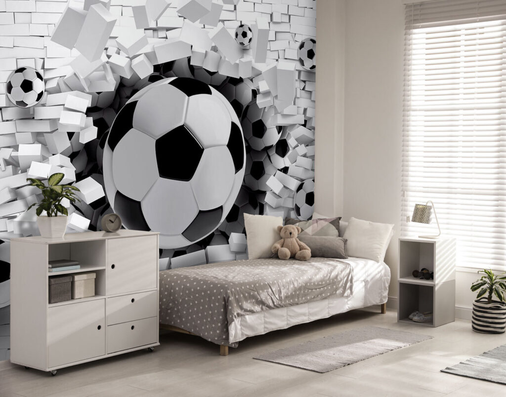Voetballen breken witte stenen — interieur 3